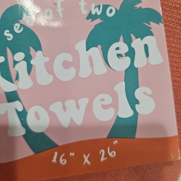 2pc PINK FLAMINGO "Let's Flamingle" Embroidered Polka Dot Dish Towels - Picture 6 of 6